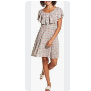 Wishlist Floral Ruffle Fit & Flare Dress NWT Size Large Travel, Weddings, Date